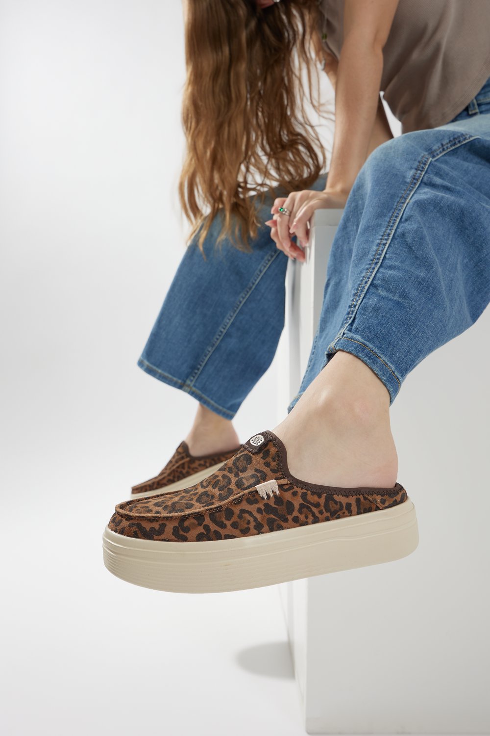 HEYDUDE Women's Wendy Austin Brown Leopard Lift Shoes