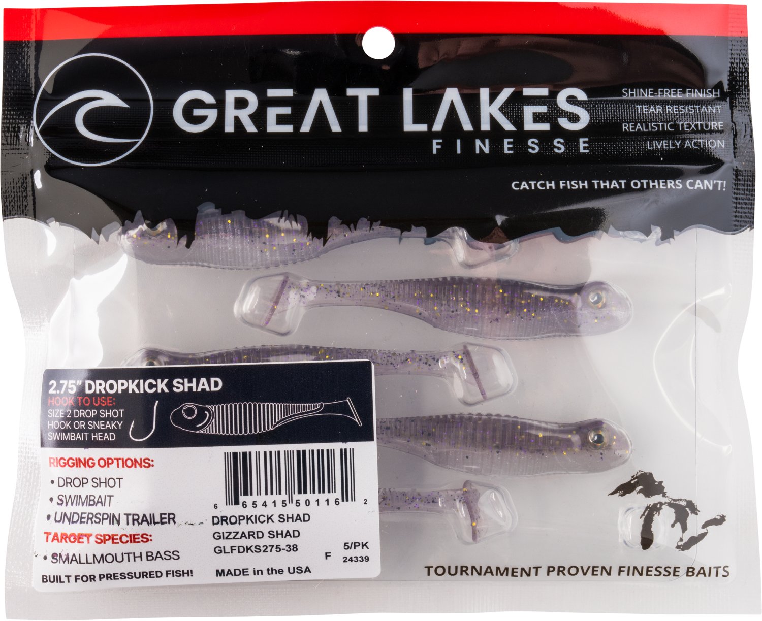 Great Lakes Finesse Drop Kick Shad Plastic Swim Bait - view number 7