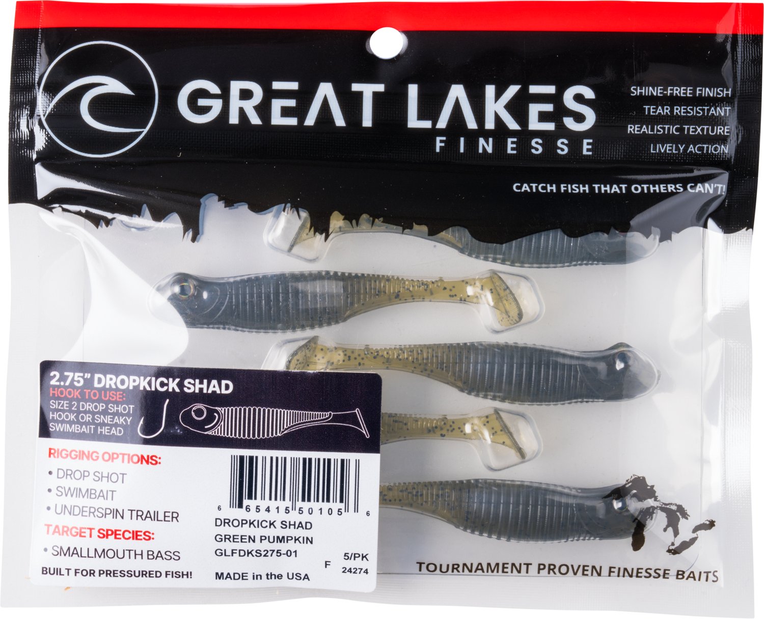 Great Lakes Finesse Drop Kick Shad Plastic Swim Bait - view number 7