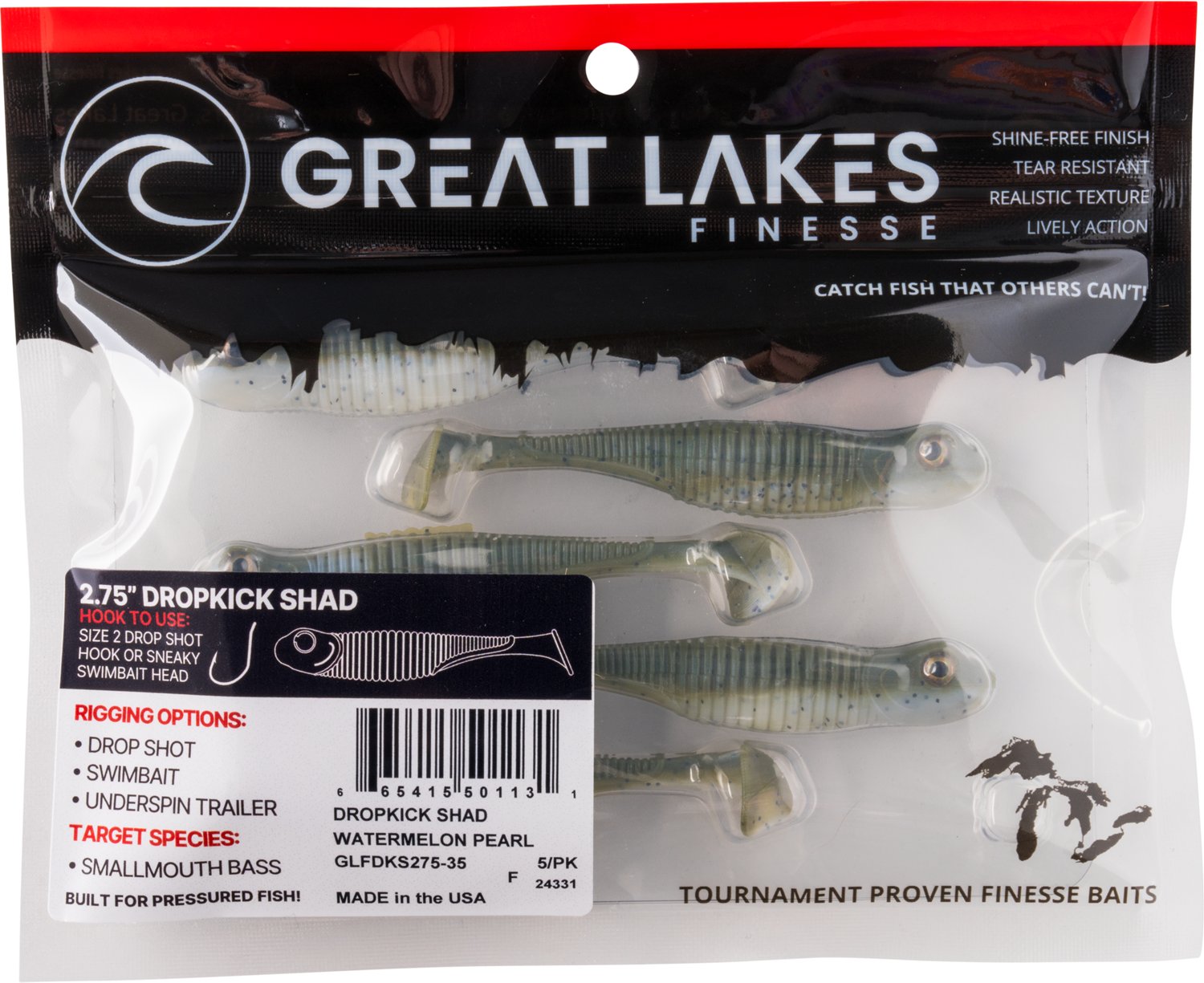 Great Lakes Finesse Drop Kick Shad Plastic Swim Bait - view number 7