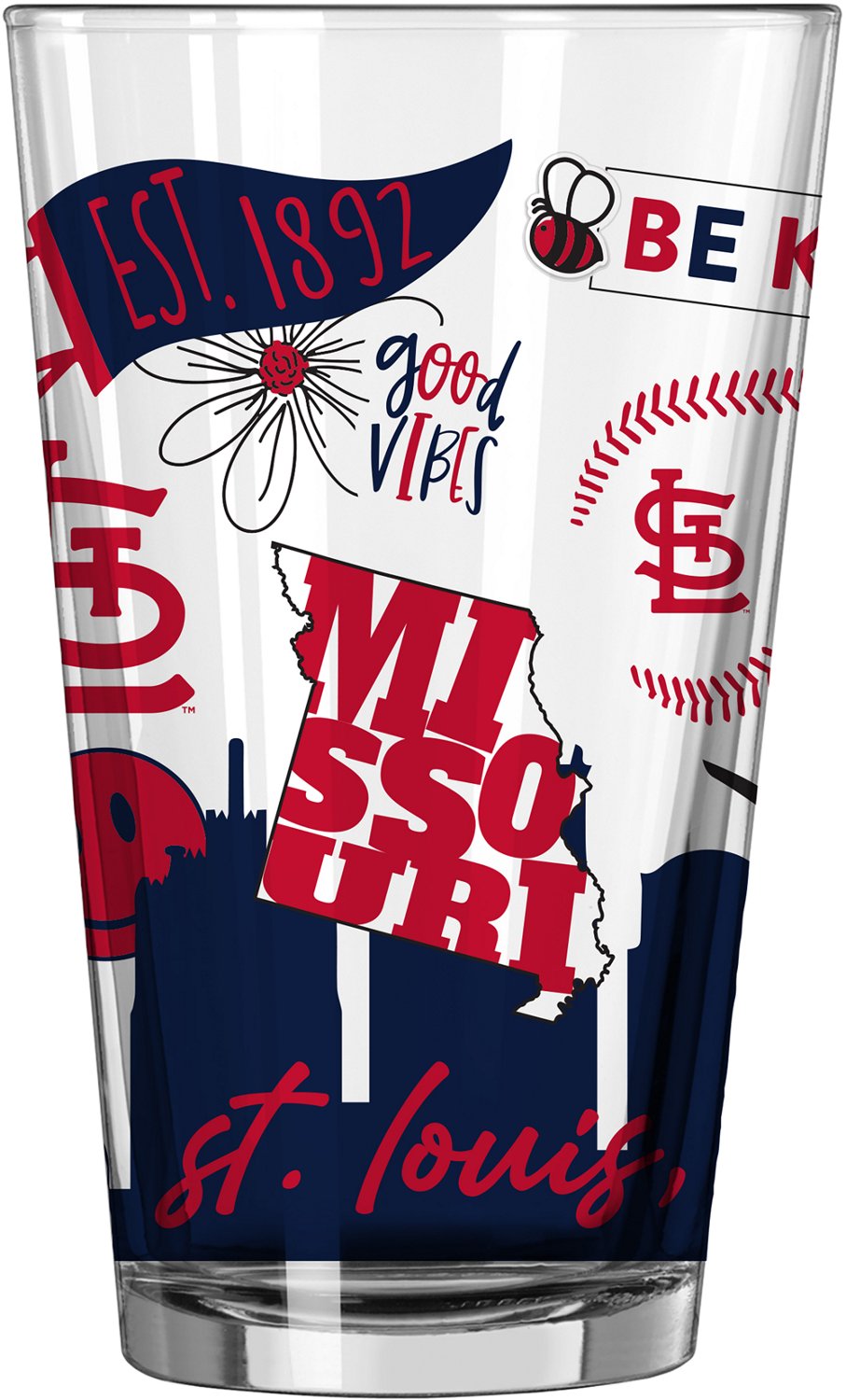 Logo Brands Cardinals 16 oz Native Pint Glass - view number 3