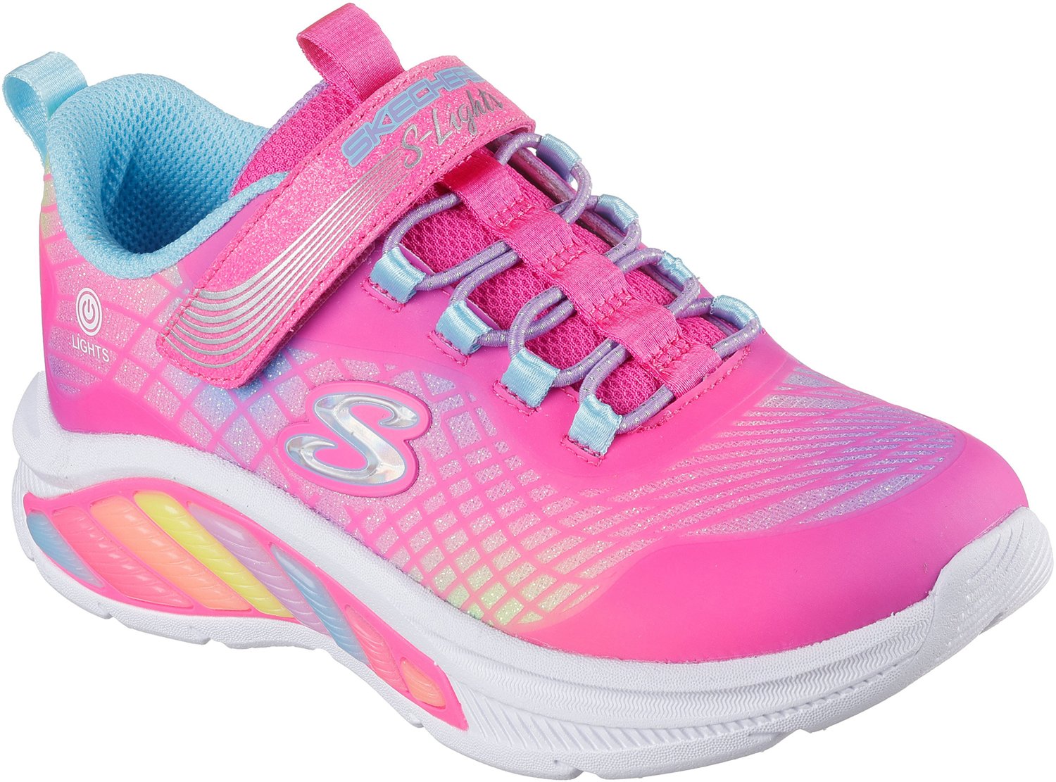 ショートスクー　レインボー SKECHERS Girls' S-Lights Rainbow Cruisers Rainbow Reflectin