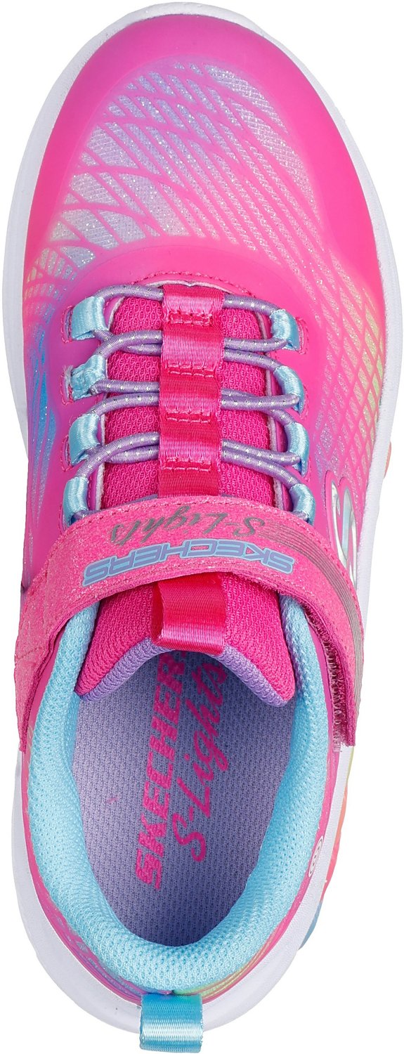 ショートスクー　レインボー SKECHERS Girls' S-Lights Rainbow Cruisers Rainbow Reflectin