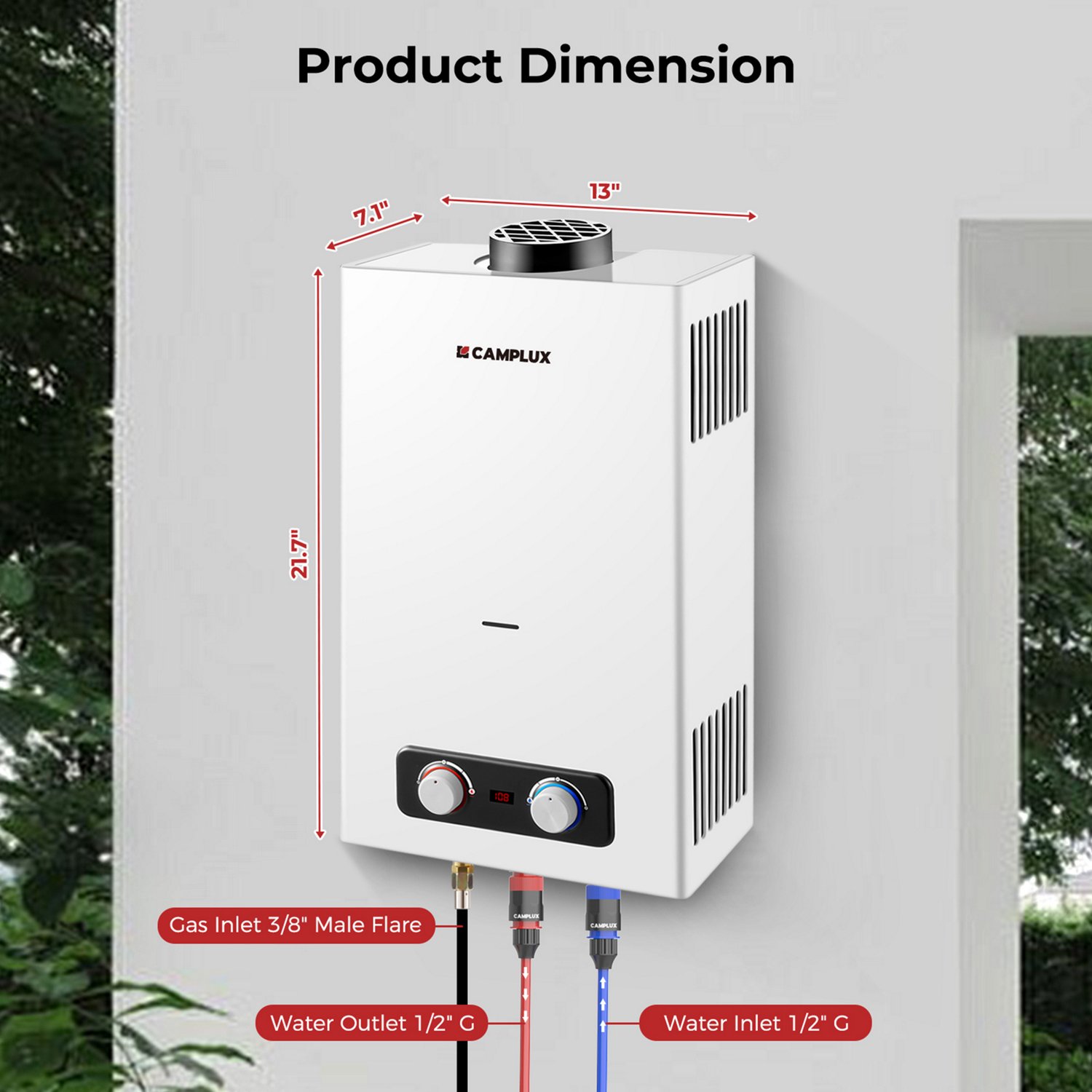 CampLux Pro Gas Outdoor 2.64 GPM Portable Tankless Water Heater - view number 6