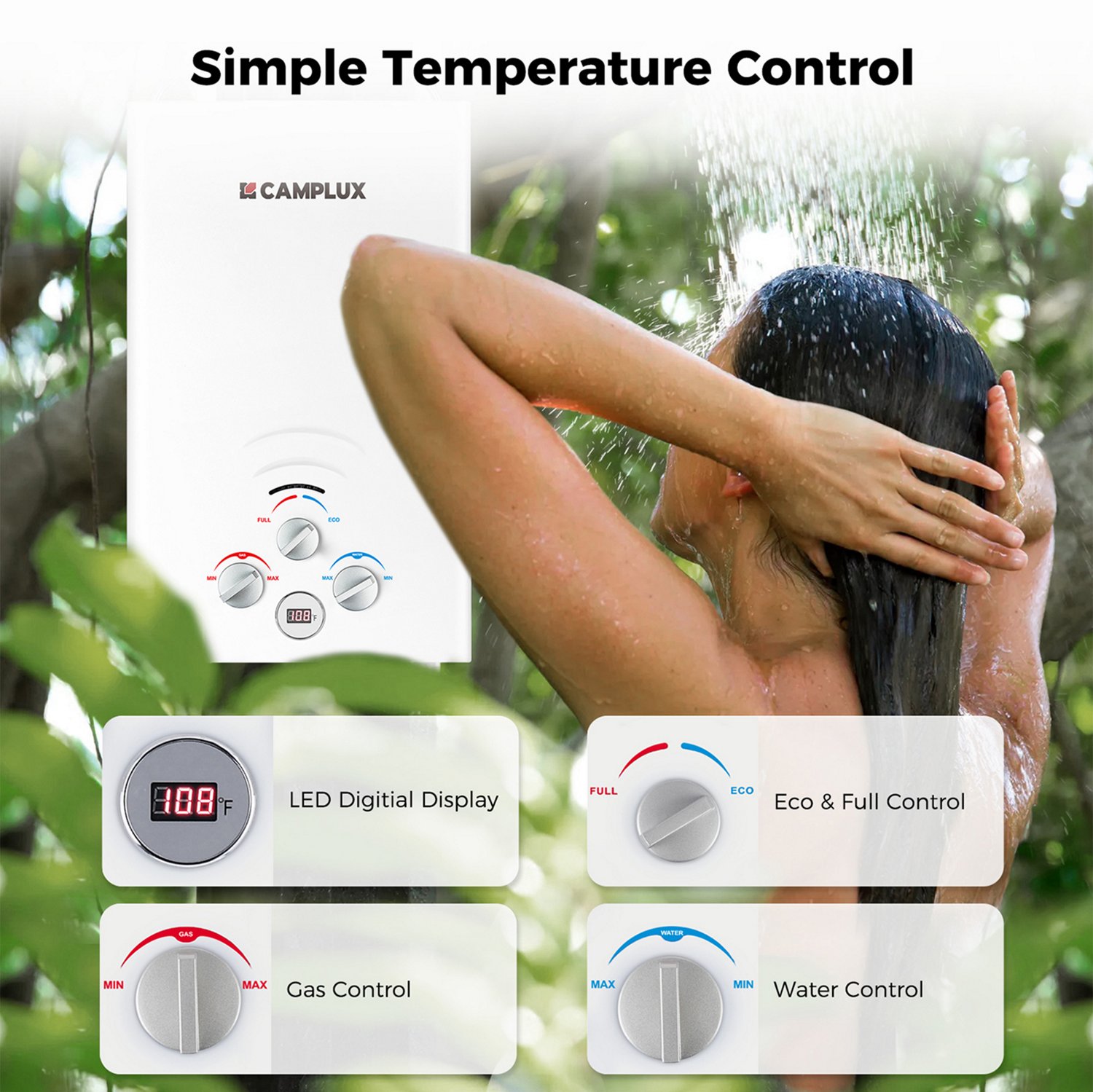 CampLux Digital Display Propane Outdoor 4.22GPM Tankless Water Heater 16 L - view number 4