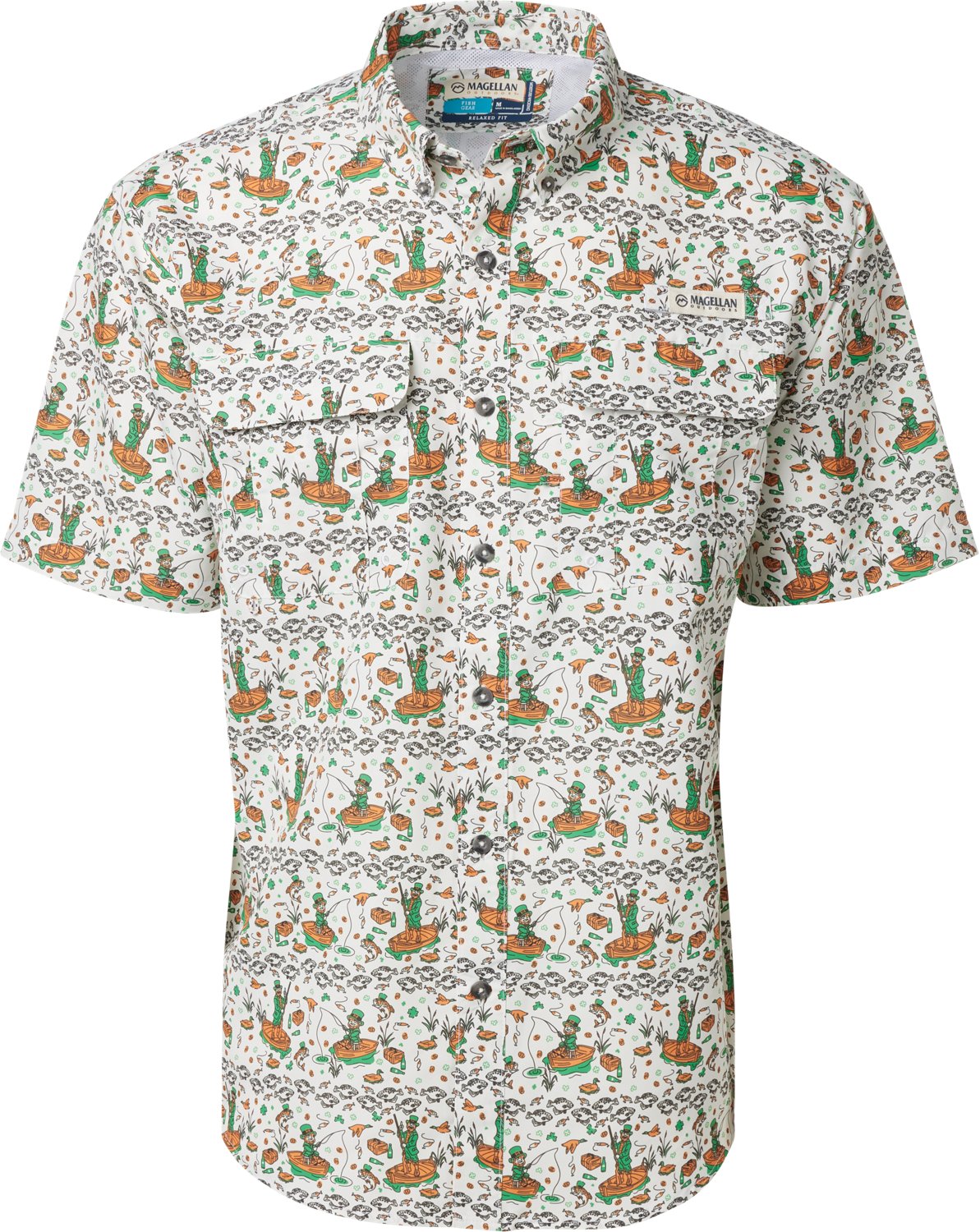 Magellan Outdoors Men's Laguna Madre Lucky Leprechaun Short Sleeve Fishing Shirt