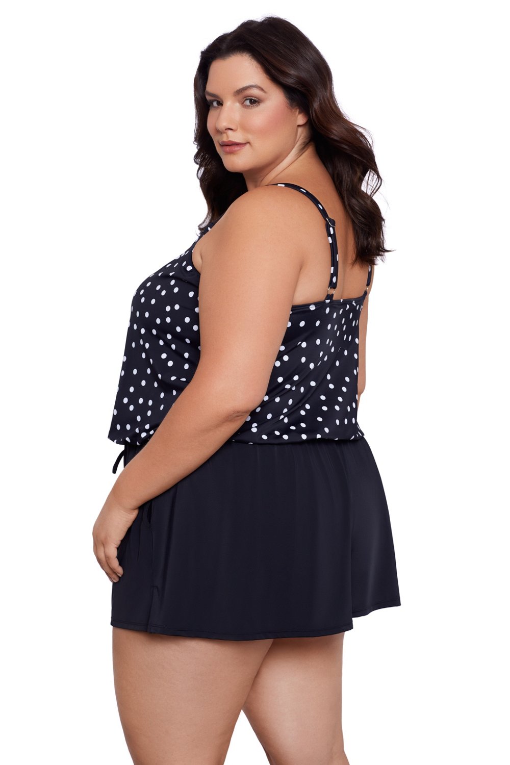 Swim Solutions Women's Plus Rain of Dot Romper with Pockets - view number 3