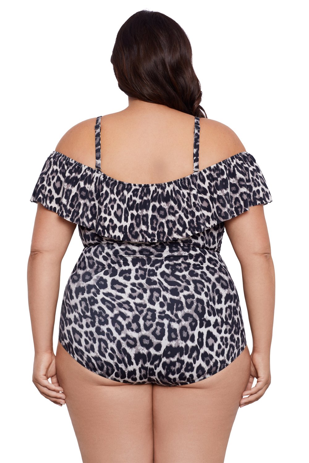 Swim Solutions Women's Leaping Leopards Off Shoulder Ruffle Mio One Piece Swimsuit - view number 2