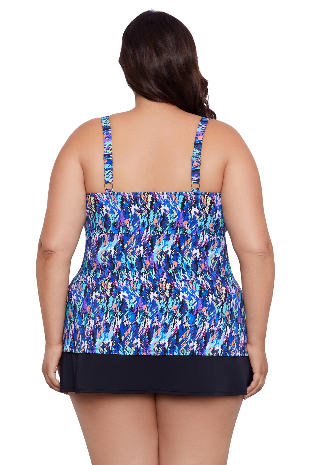 Swim Solutions Women's Rainbow Rain Triple Tier Tankini Swim Top - view number 2