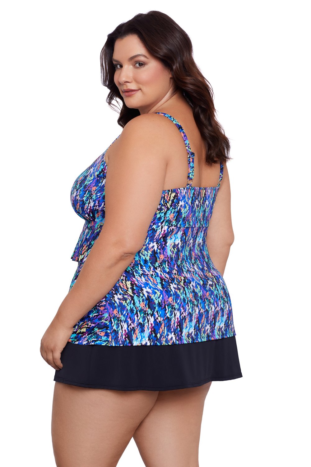 Swim Solutions Women's Rainbow Rain Triple Tier Tankini Swim Top - view number 3