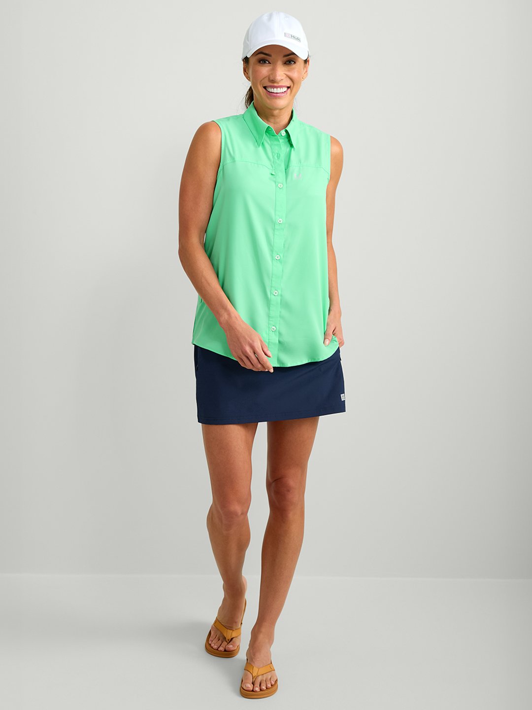 Huk Women's Tide Point Button-Down Sleeveless Shirt                                                                              - view number 3