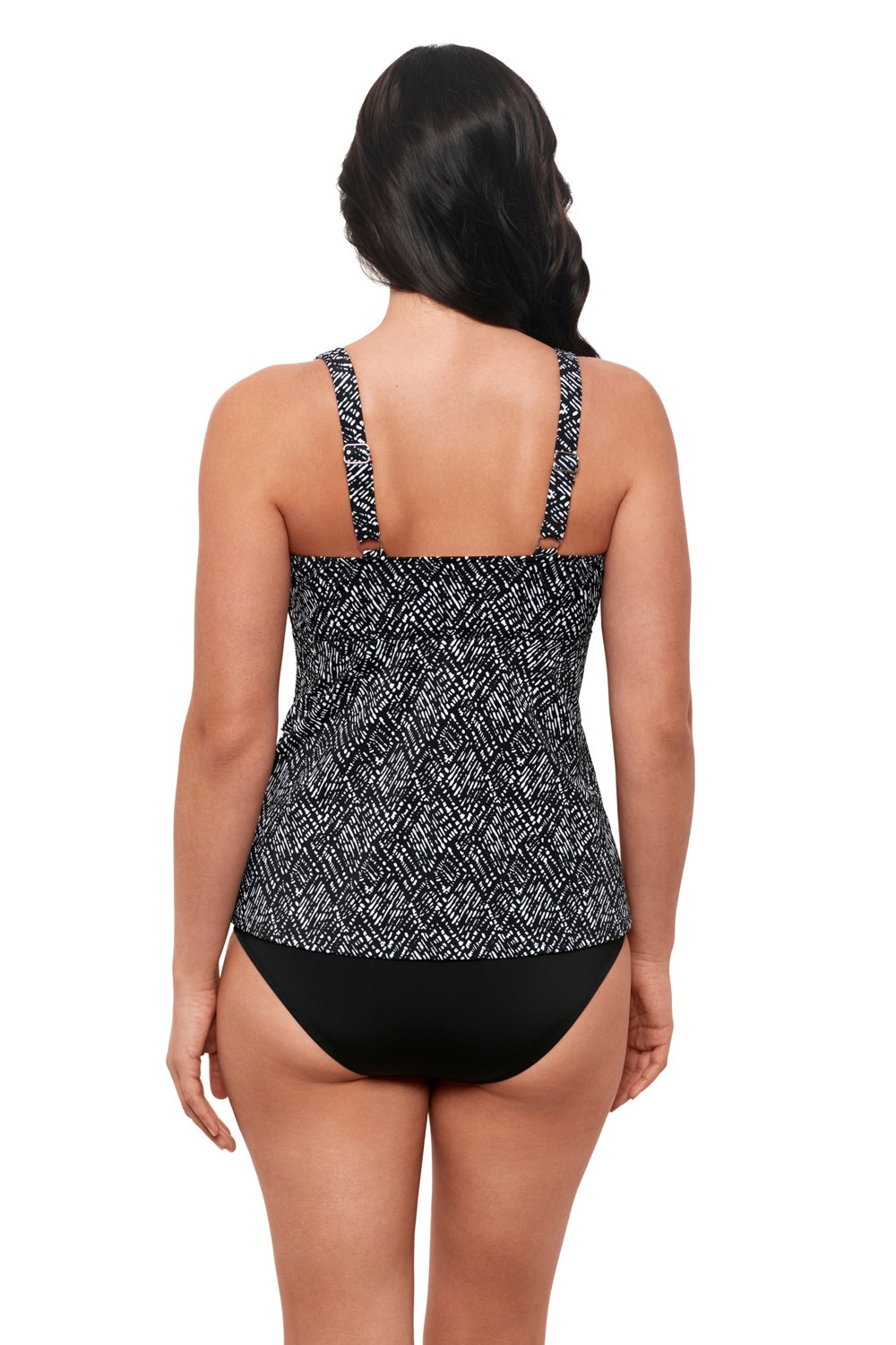 Swim Solutions Women's Abstract Diamonds Triple Tier Tankini Swim Top - view number 2