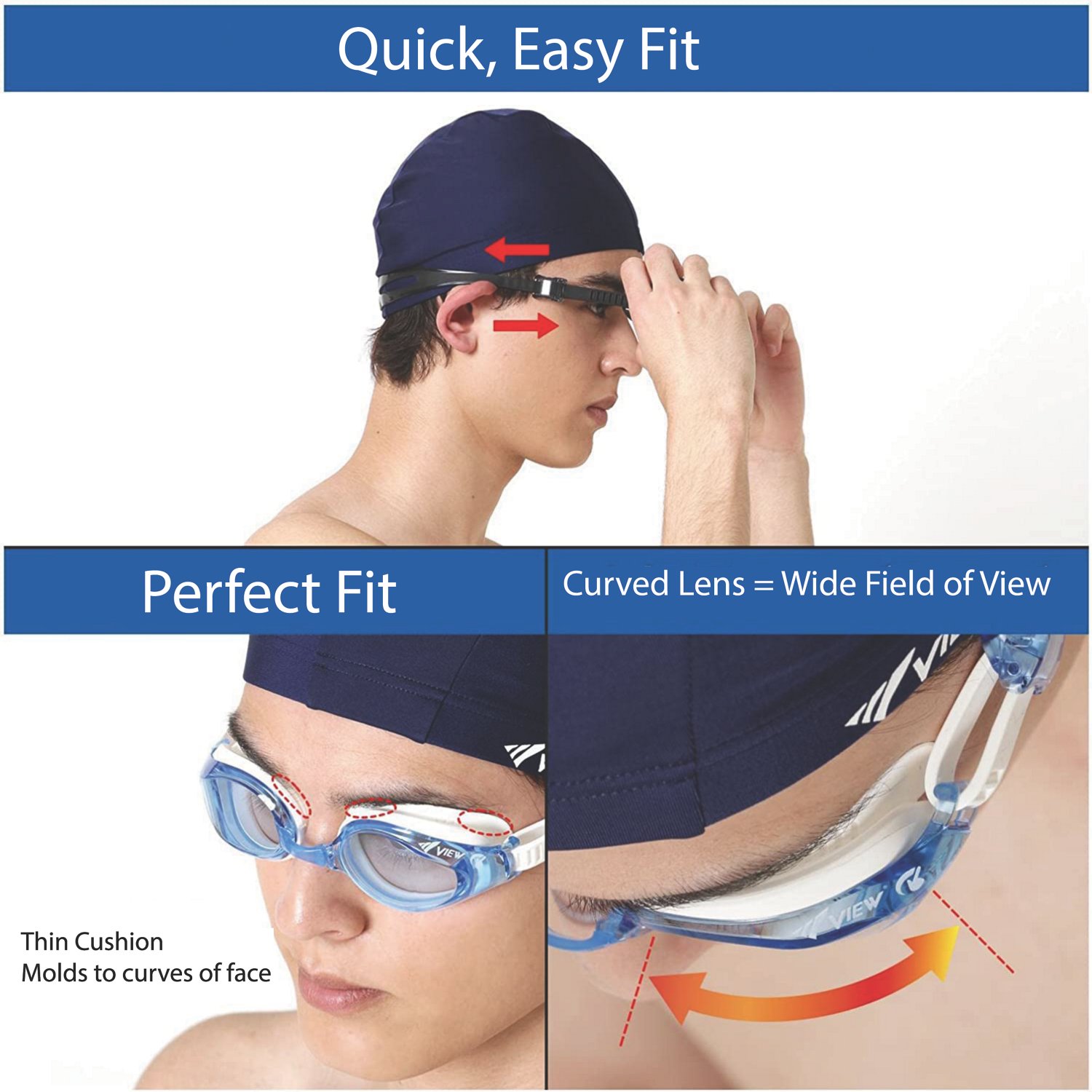 View Swipe Antifog Curved Fitness Swim Goggles                                                                                   - view number 4