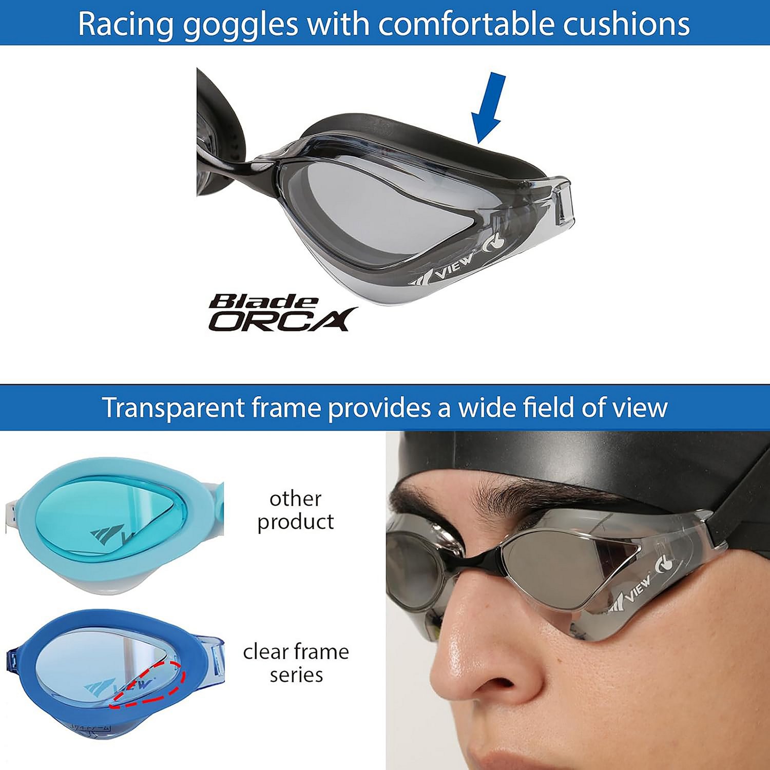 View Adults' Blade Orca SWIPE Antifog Racing Swim Goggles                                                                        - view number 4