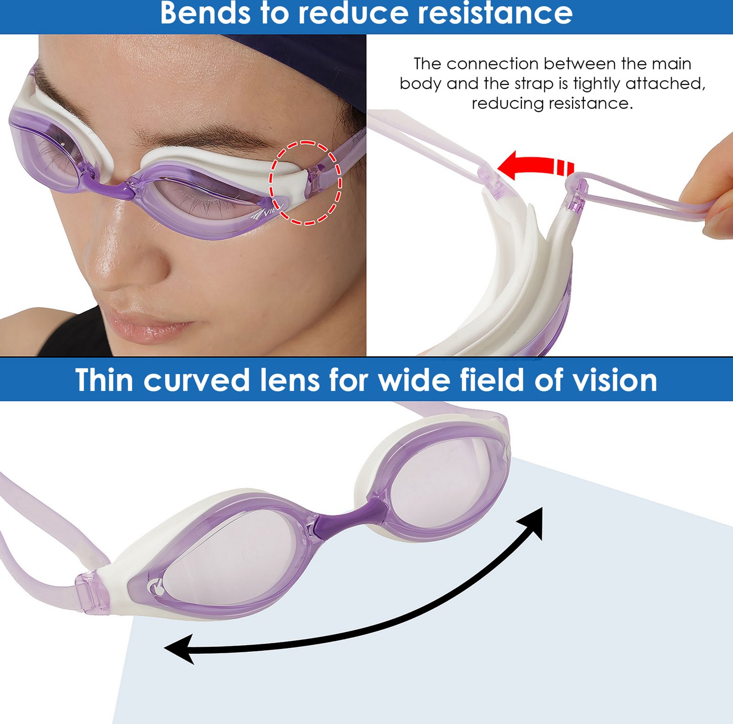 View Adults' AILE SWIPE Antifog Racing Swim Goggles                                                                              - view number 3