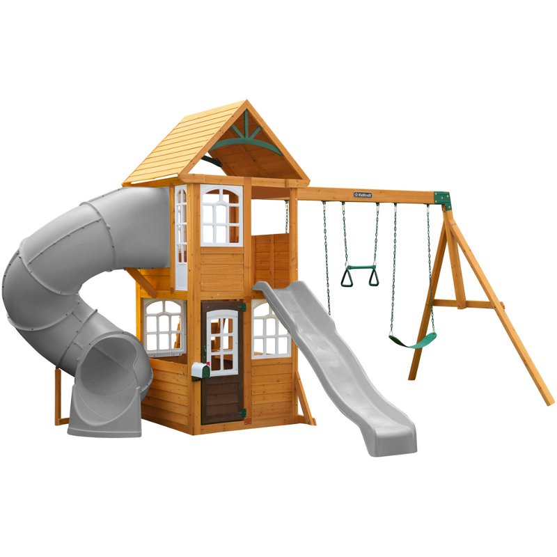 KidKraft Sterling Falls Wooden Swing Set/Playset Brown/Green - Swing Sets/Bounce Houses at Academy Sports