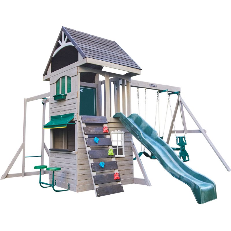 KidKraft River Canyon Wooden Swing Set/Playset Brown/Green - Swing Sets/Bounce Houses at Academy Sports