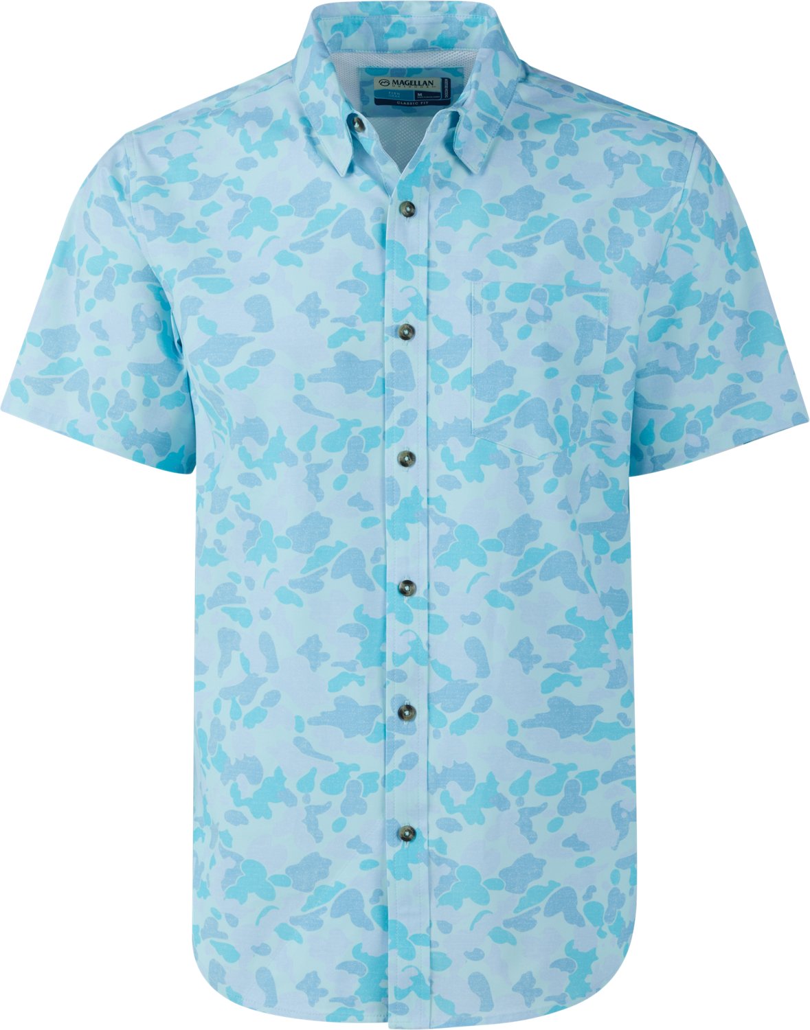 Magellan Outdoors Menâ€™s Shore and Line Washed Out Pocket Button-Down Fishing Shirt