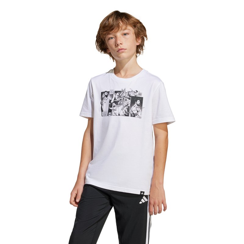 adidas Boys' Messi Icon Graphic T-Shirt White, Large - at Academy Sports