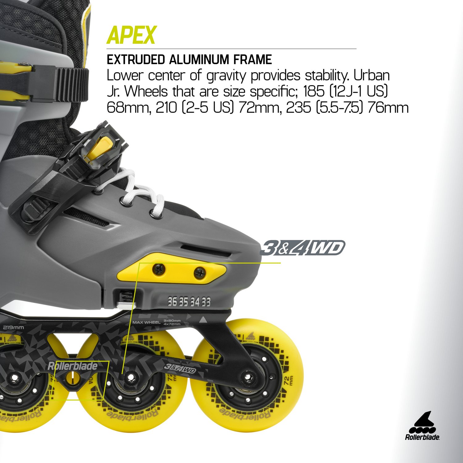 Rollerblade Youth Apex Adjustable Urban Performance Inline Skates                                                                - view number 8