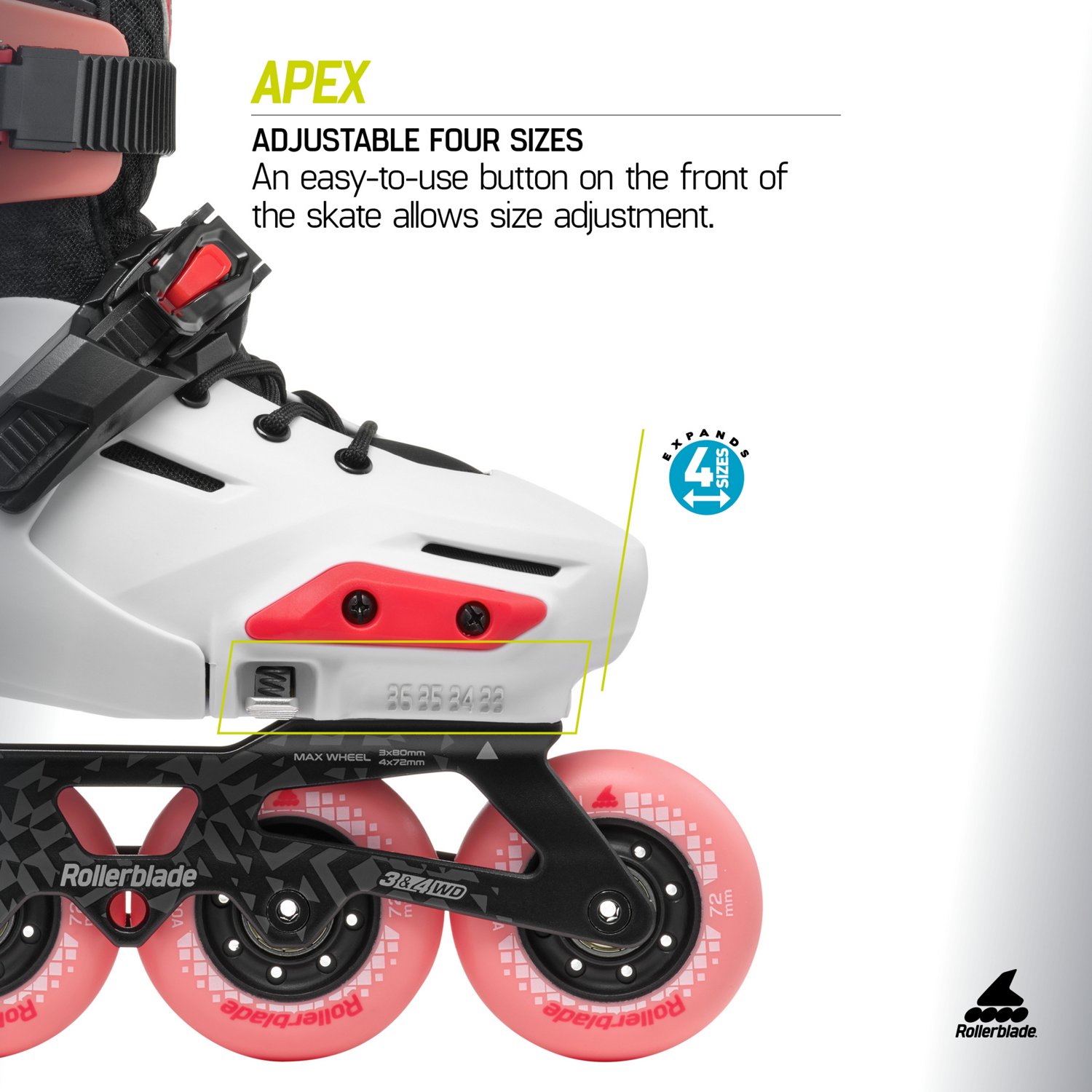 Rollerblade Youth Apex Adjustable Urban Performance Inline Skates                                                                - view number 7