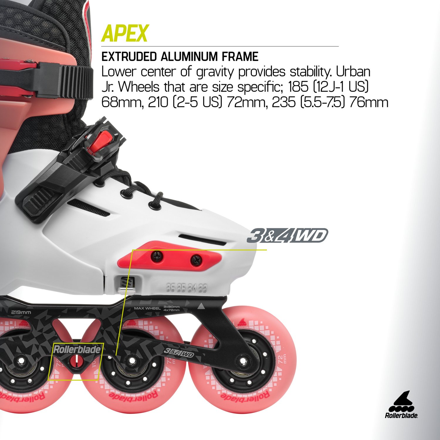 Rollerblade Youth Apex Adjustable Urban Performance Inline Skates                                                                - view number 8