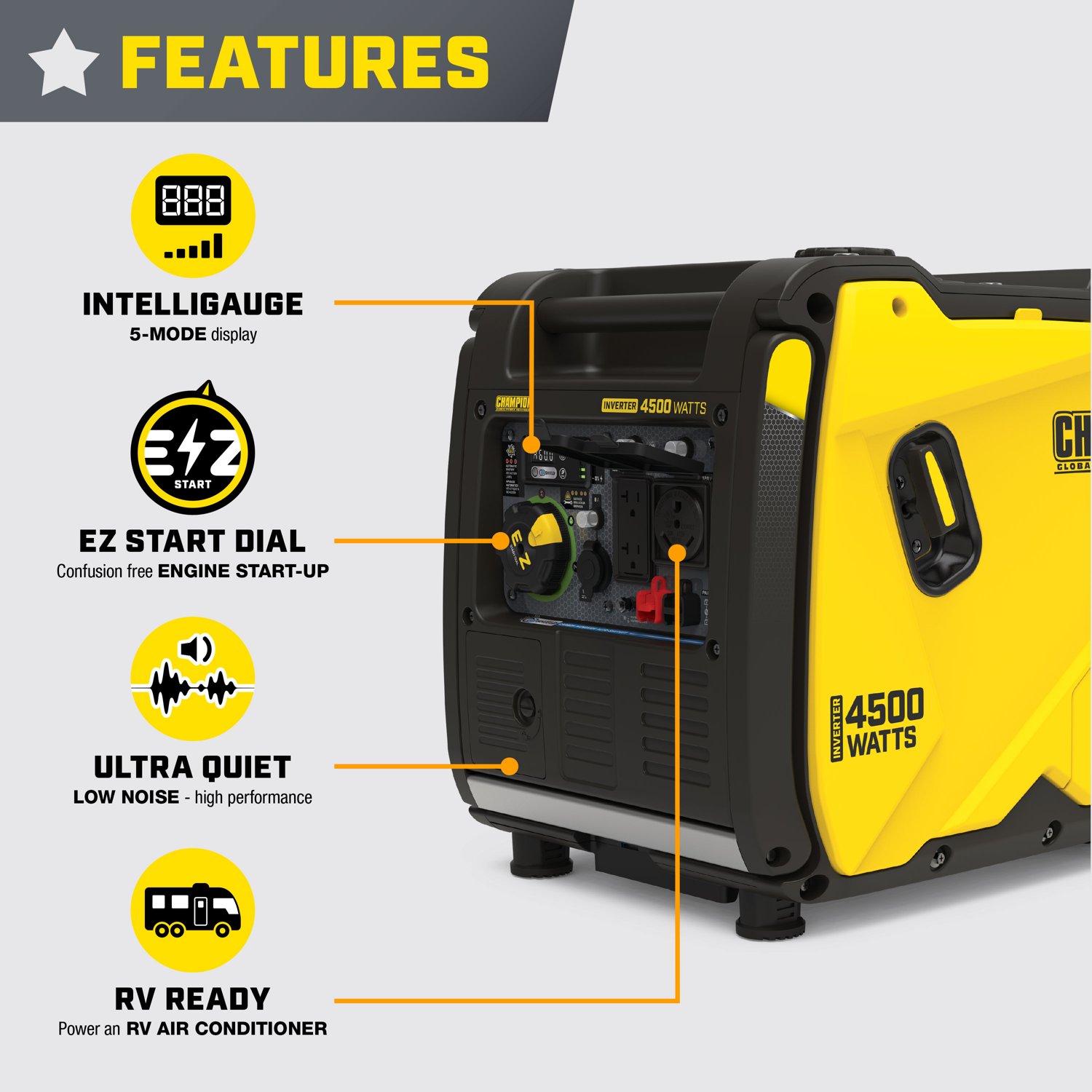 Champion Power Equipment 4.500W RV Ready Portable Inverter Generator - view number 2