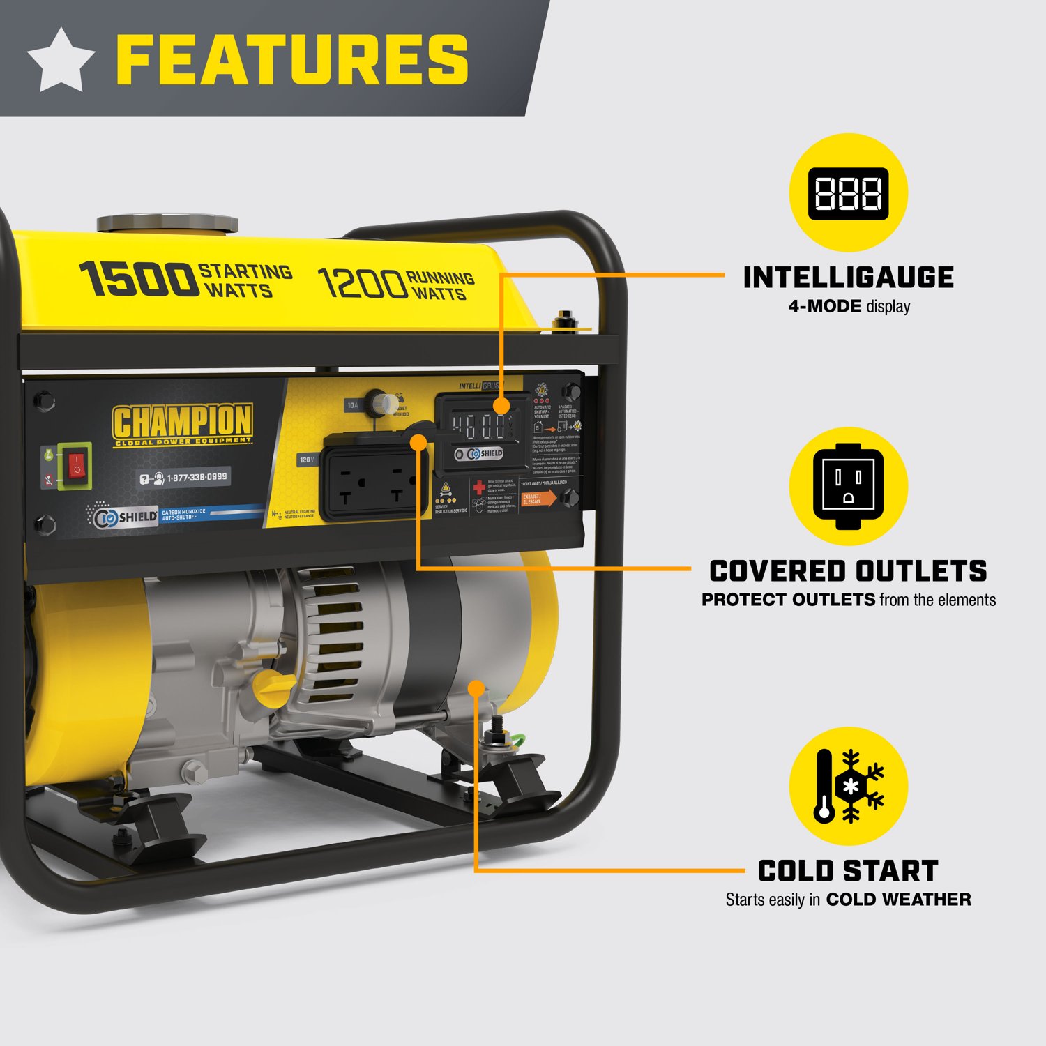 Champion Power Equipment 1,200W Portable Generator - view number 2