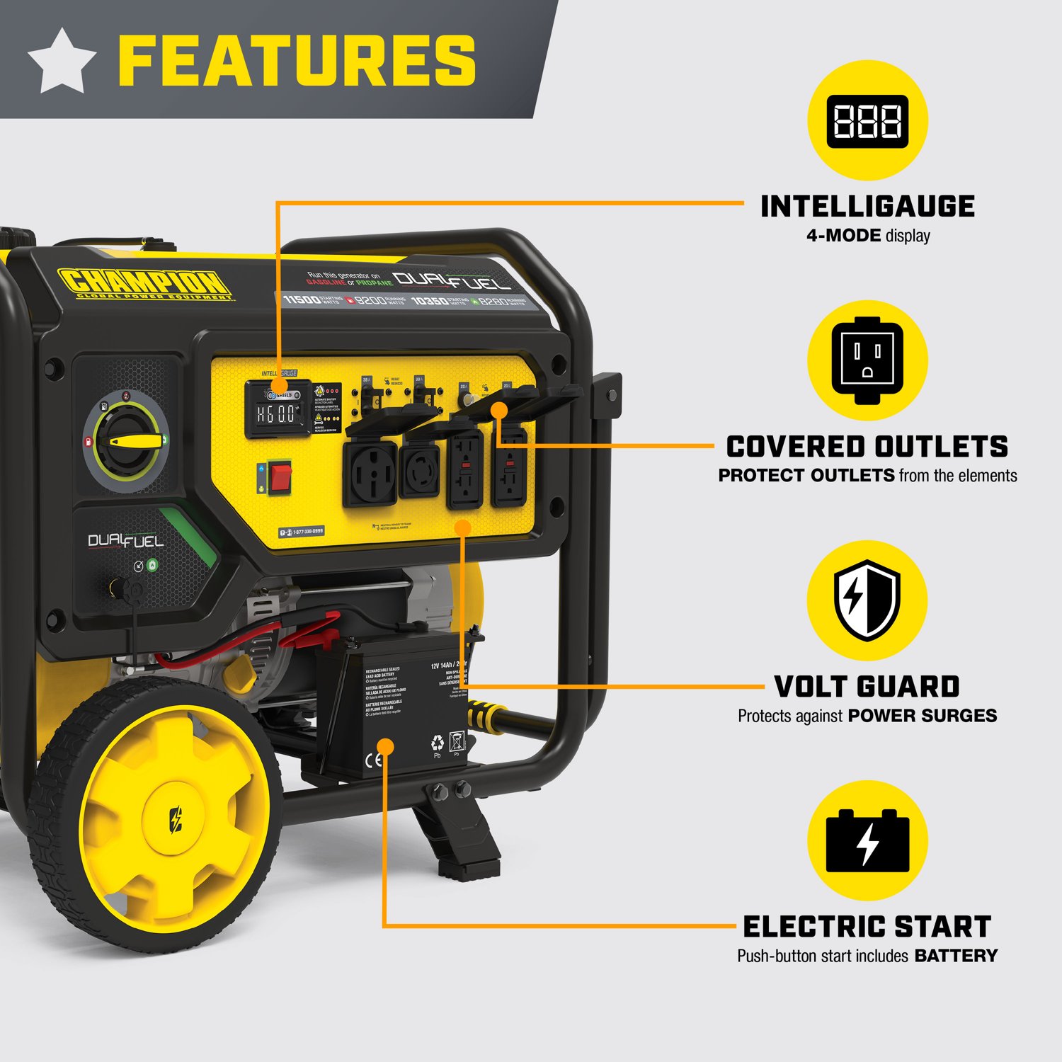 Champion Power Equipment 9,200W Electric Start Dual Fuel Home Backup Generator - view number 2