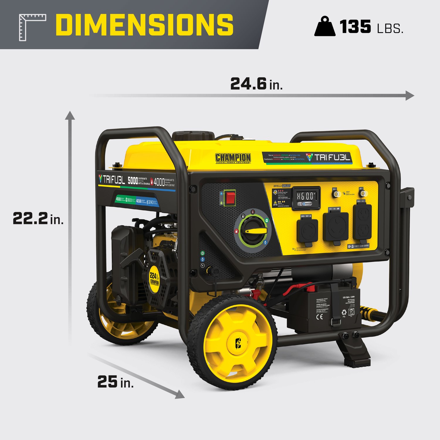 Champion Power Equipment 4,000W Electric Start Tri Fuel RV Ready Generator                                                       - view number 4