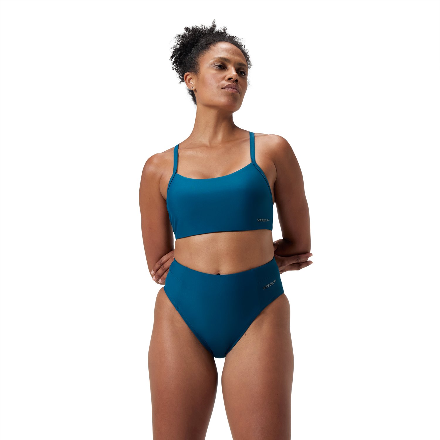 Speedo Women's Solid High Waist Bottom
