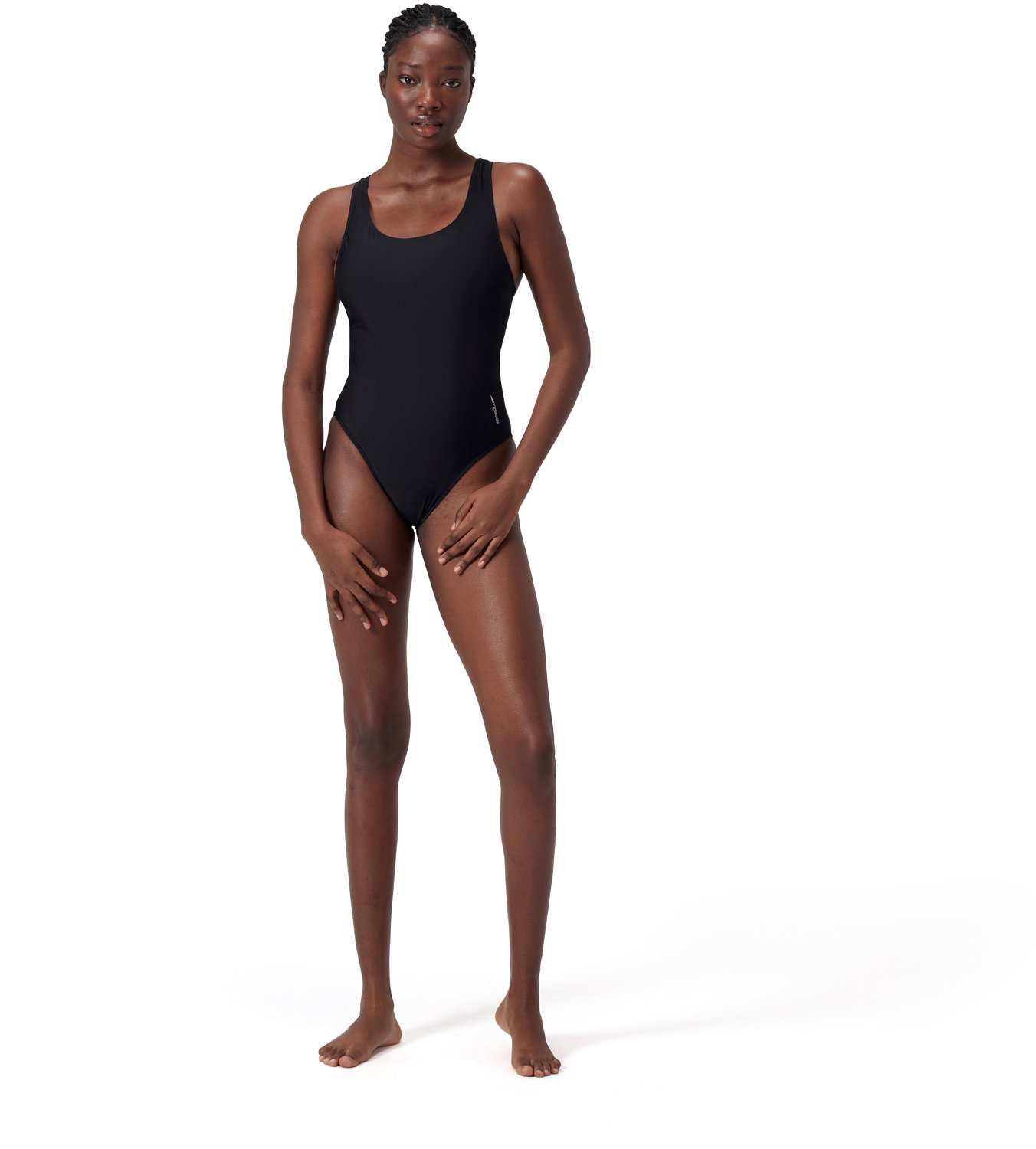 Speedo Women's Solid Scoop Neck Mesh 1-Piece Swimsuit