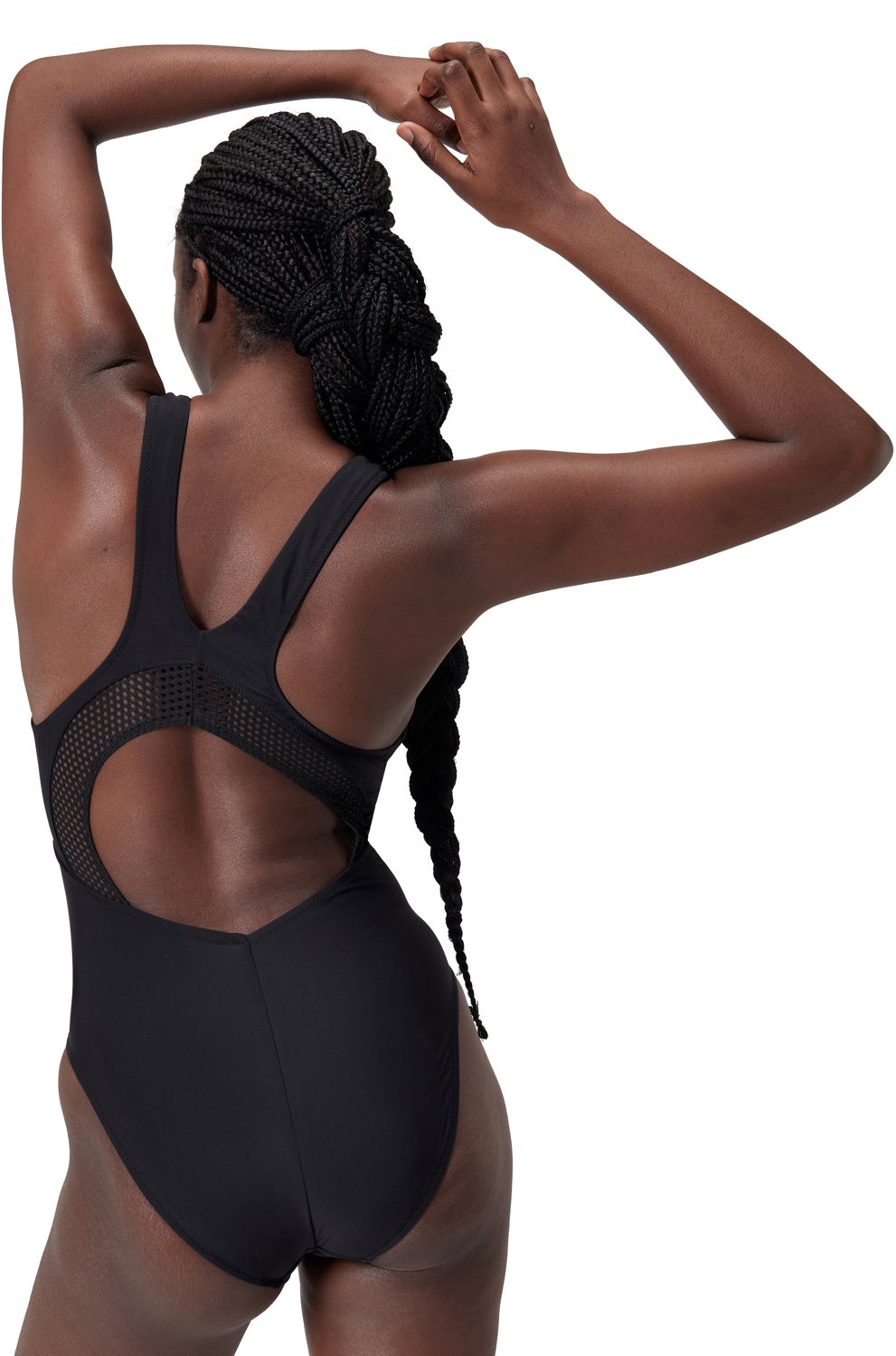 Speedo Women's Solid Scoop Neck Mesh 1-Piece Swimsuit