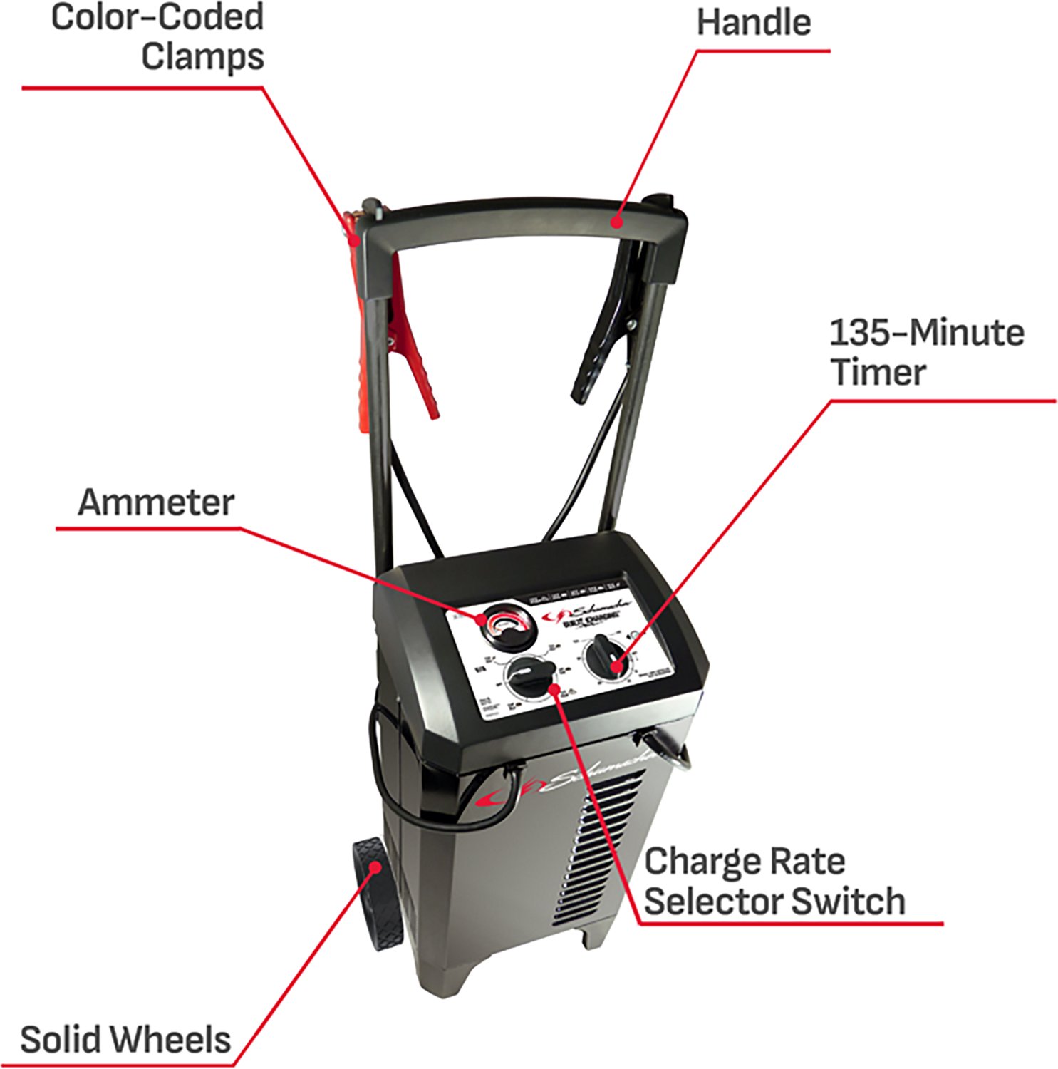 Schumacher SC1633 10/25/50/200a 12/24v Wheeled Manual Battery Charger with Engine Starter                                        - view number 6