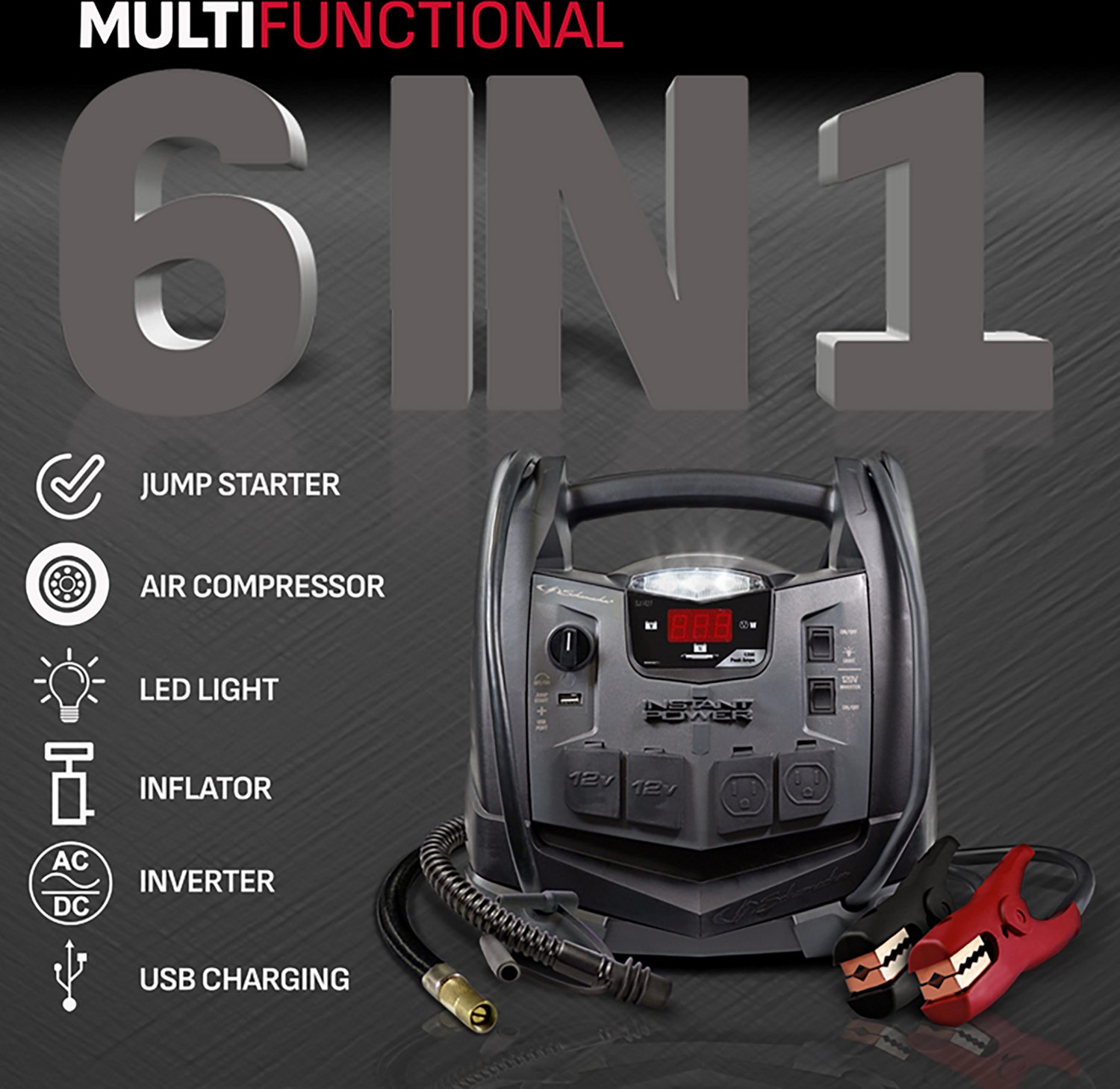 Schumacher SJ1427 1500 Peak Amp Portable 6 in 1 Power Jump Starter                                                               - view number 2