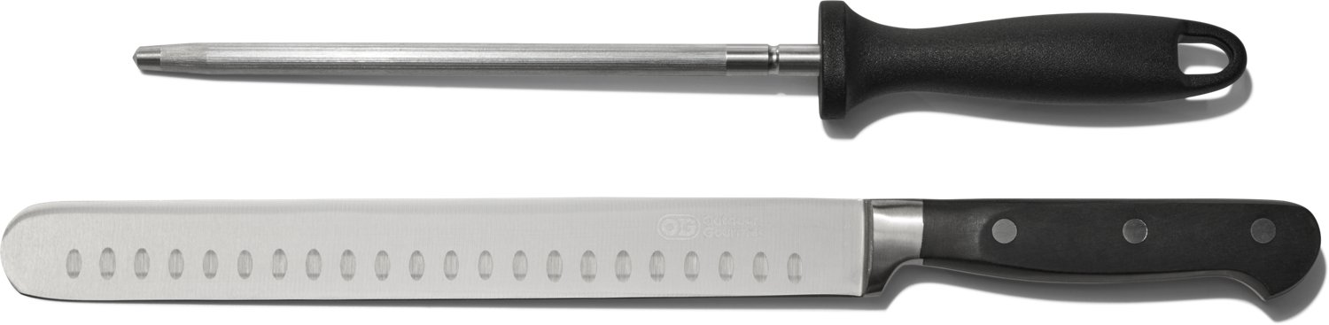 Outdoor Gourmet Pro Granton Slicing Knife with Sharpener