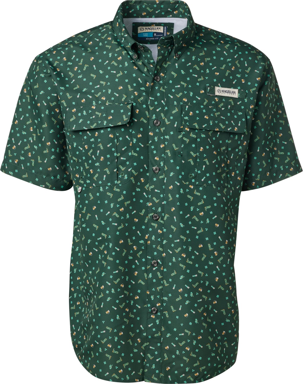 Magellan Outdoors Men's Laguna Madre St. Patty's Day Party Short Sleeve Fishing Shirt