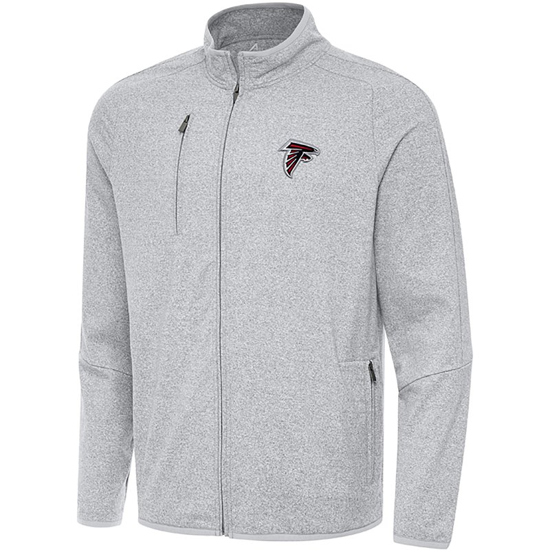 Men's Antigua Heather Gray Atlanta Falcons  Hold-Up Tri-Blend Full-Zip Jacket