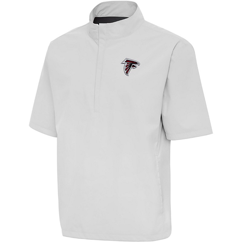 Men's Antigua Heather Gray Atlanta Falcons Brisk Short Sleeve Quarter-Zip Windshirt
