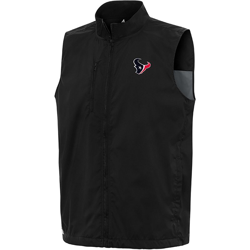 Men's Antigua Black Houston Texans Brisk Full-Zip Vest