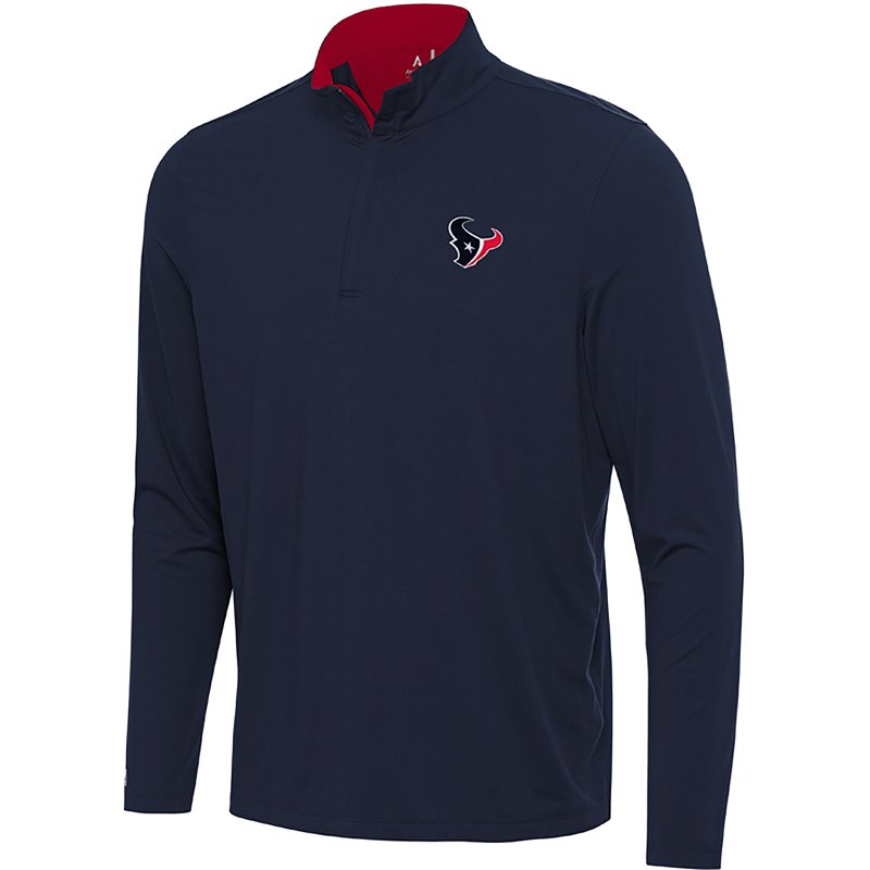 Men's Antigua Navy/Red Houston Texans Content Quarter-Zip Pullover Top