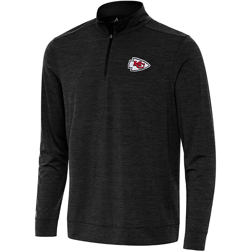 Men's Antigua Heather Black Kansas City Chiefs Bright Quarter-Zip Top
