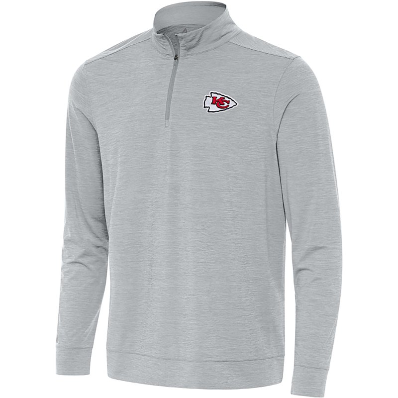 Men's Antigua Heather Gray Kansas City Chiefs Bright Quarter-Zip Top