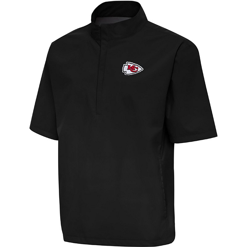 Men's Antigua Black Kansas City Chiefs Brisk Short Sleeve Quarter-Zip Windshirt