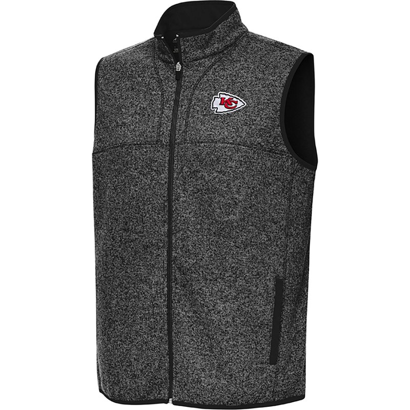 Men's Antigua  Heather Black Kansas City Chiefs Fortune Full-Zip Vest