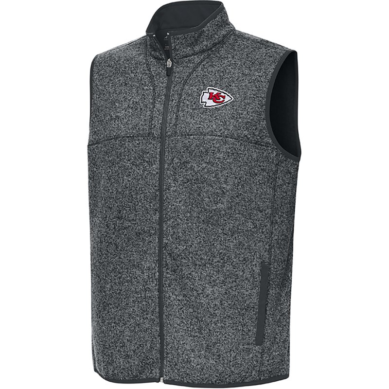 Men's Antigua  Heather Charcoal Kansas City Chiefs Fortune Full-Zip Vest