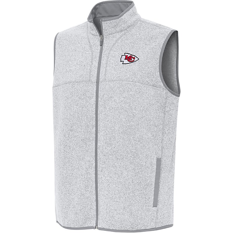 Men's Antigua  Heather Gray Kansas City Chiefs Fortune Full-Zip Vest