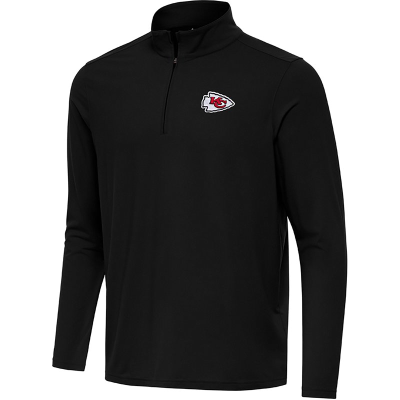 Men's Antigua Black Kansas City Chiefs Intent Quarter-Zip Pullover Top