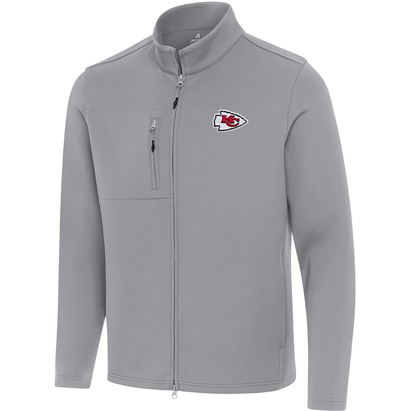 Men's Antigua Gray Kansas City Chiefs Objection Full-Zip Jacket