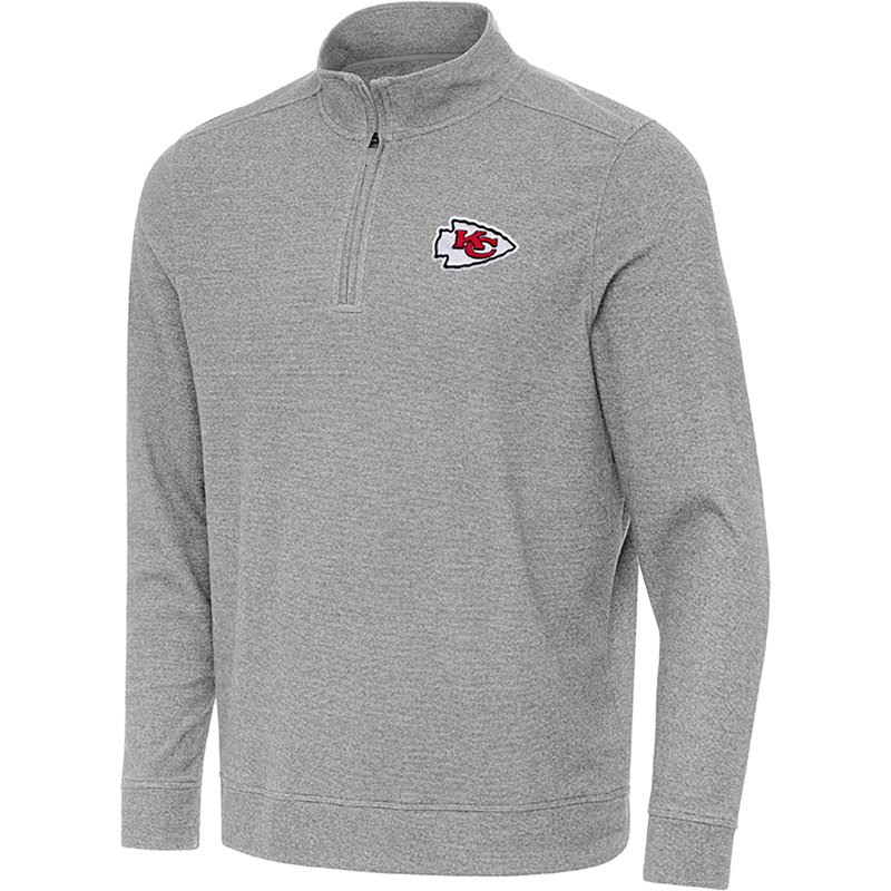 Men's Antigua Heather Gray Kansas City Chiefs Subtle Quarter-Zip Top